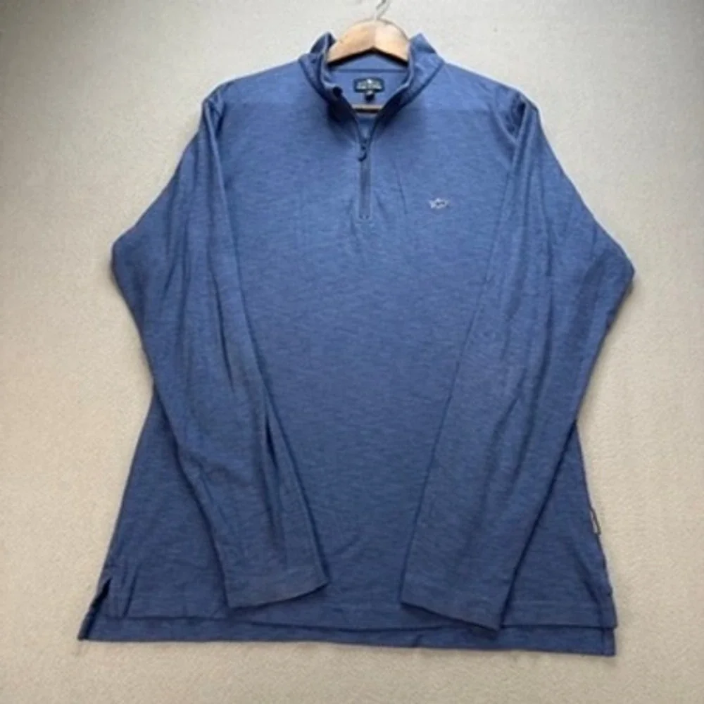 Fish Hippie Quarter Zip Pullover Sweater Regular Fit Mens M Blue Preppy Outdoor